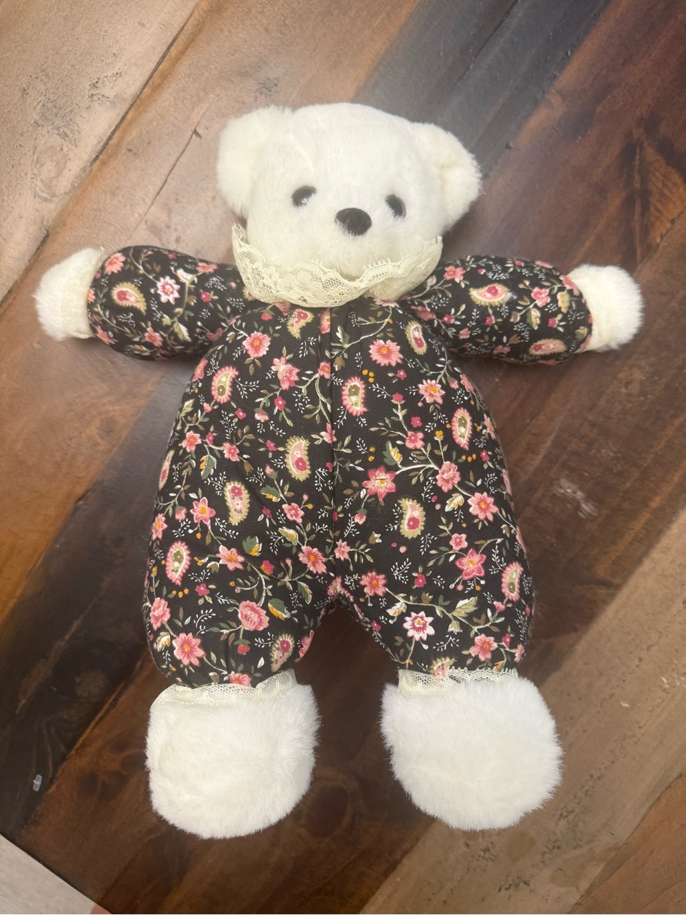 Vtg Dan Dee Soft Expressions Teddy Bear Plush Black Pink Floral Cottage NWOT